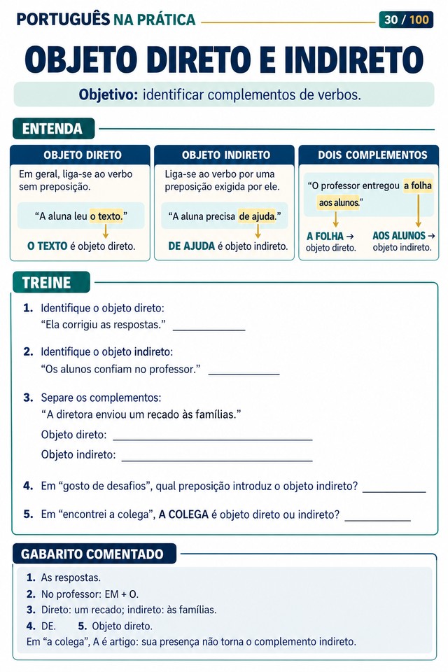 Objeto direto e indireto