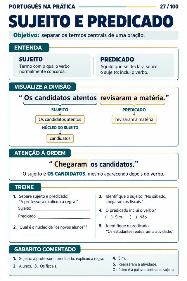 Sujeito e predicado na prática